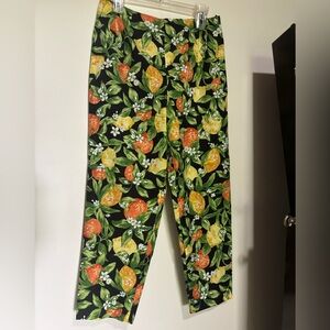 Talbots Floral Citrus Print Pants